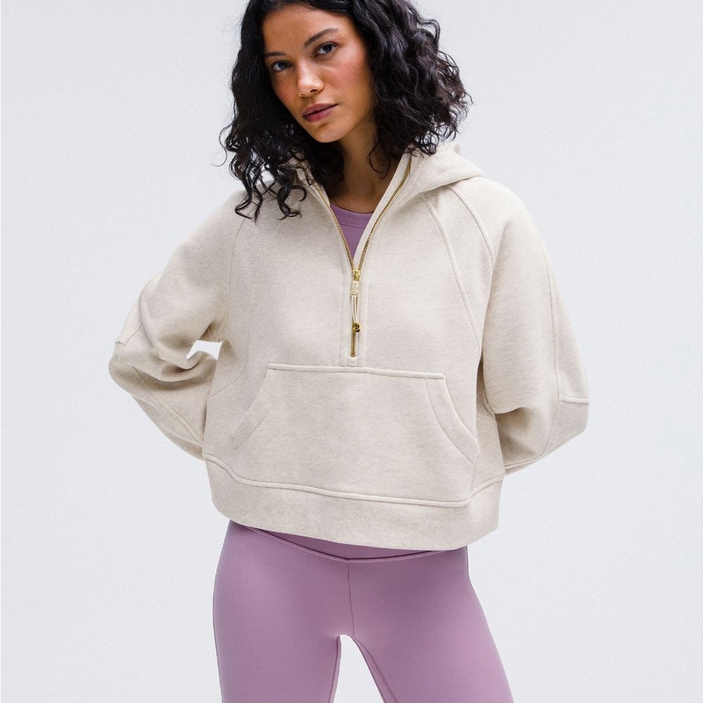 LULULEMON new with tags Scuba Oversized Half-zip Hoodie COLORHeathered Bone/Gold